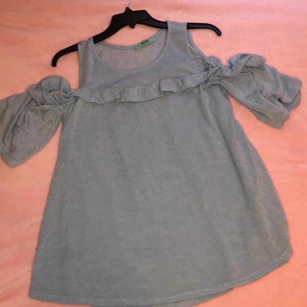 blue cold shoulder top